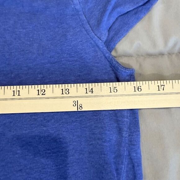 Maje Linen T-shirt Cutouts Alena Bleu Deep Periwinkle Blue Cap Notch Size 2 - Picture 7 of 9